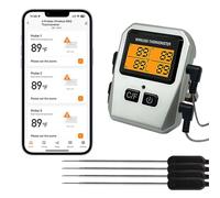 100M Wireless Meat Thermometer, Bluetooth Meat Thermometer with Temperature Alarm for Remote Monitoring of Grills, Ovens, Smokers and Air Fryers (4 Probes)