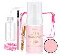 100ml/3.38oz Eyelash Shampoo for Lash Extensions Lash Cleaning Kit for Cluster Lashes Eyelash Brush Wash Bottle Hair Band Oil Free Foam Cleanser Lash Bath Kit(6 in 1)
