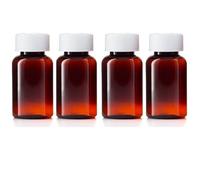 100ml Amber Plastic Pill Pots with Lids - Empty Medicine Storage Containers with Child Safety Caps - Durable, Reusable Pill Storage Bottles (4)