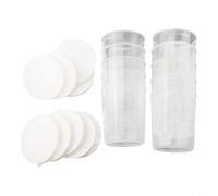 100ml Measure Cups with White Lids, Set of 10 Clear Plastic Containers, BPA