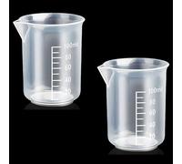 100ml Plastic Measuring Cups Measuring Jugs, Clear Small Plastic Liquid Measuring Cup, 100ml Lab Graduated Beaker, Multipurpose Reusable Mixing Cups for Kitchen Cooking Medicine Measure Tool (2 Pcs)