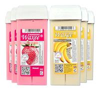 100ml Roll on wax, roller, cartridge, refill, 3 x BANANA & 3 x STRAWBERRY from UK brand Waxee