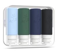 100ml Silicone Travel Bottles for Toiletries, 4 Pack Leak Proof Refillable Squeezable Containers with Clear Zipper Bag and Labels, Portable Travel Essentials 3oz for Shampoo Conditioner