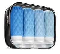 100ml Silicone Travel Bottles for Toiletries with Labels/Clear Bag, Holiday Travel Essentials Leakproof Refillable Squeeze Travel Size Containers Set for Shampoo and Conditioner