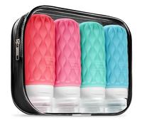 100ml Silicone Travel Bottles for Toiletries with Labels/Clear Bag, Holiday Travel Essentials Leakproof Refillable Squeeze Travel Size Containers Set for Shampoo and Conditioner