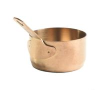 100ML Stainless Steel Small Sauce Pan with Smooth Edges, Long Handle, and Hanging Hole for Cooking Milk, Porridge, Coffee, and Sauces (Bronze S)