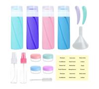 100ml Travel Bottles - Refillable Travel Containers, Squeezable Shampoo Liquid Spray Bottles, Leak Proof Empty Toiletry Container Set With Labels/Clear Bag | Accessories For Camping Holiday Road Trip