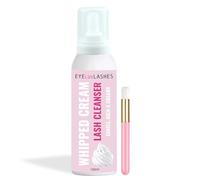 100ml Whipped Lash Shampoo with Cleanser Brush for Lashes Brows Lash Cream Mousse Eyelash Shampoo Vegan Oil Free Daily Cleanser Natural Lashes Brows Lash Lift Brow Lamination Extensions (White Mousse)