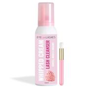 100ml Whipped Lash Shampoo with Cleanser Brush for Lashes Brows Lash Cream Mousse Eyelash Shampoo Vegan Oil Free Daily Cleanser Natural Lashes Brows Lash Lift Brow Lamination Extensions (Pink Mousse)