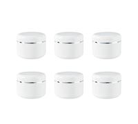 100ml White Silver Edge Empty Refillable Cosmetic Plastic Jars with Dome Lid Make Up Face Cream Lip Balm Lotion Storage Container Travel Case Bottle Pot Pack of 6 (100ml/3.34oz)