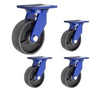 100mm/125mm/150mm Heavy Duty Casters 3000kg Load Capacity Solid Wheels 360° Swivel Quiet & Perfect for Furniture & Industrial Transport 4-Pack (4 Swivel 4in)