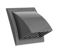 Ø 100mm / 4'' Cowled Duct Cover with Gravity Flap - Ventilation Grille with Rain and Wind Protection - External Air Vent Covers - ABS Plastic Grey