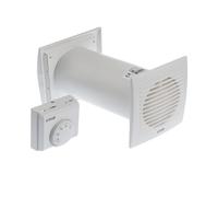 Ø 100mm / 4'' Heat Exchanger with Thermostat - Wall-mounted Heat Distribution Kit - White Plastic