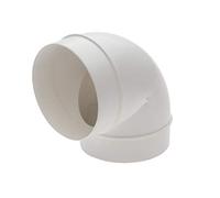 100mm 4" Inch 90 Degree Elbow Bend - White PVC Round Ducting Joint for Rigid Duct Pipe or Flexible Hose Ventilation Systems