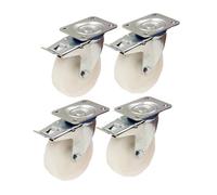 100mm 4" inch nylon castors - heavy duty swivel braked castors 150kg each - set of 4