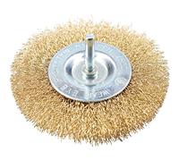 100mm 4" Wide Flat Steel Wire Brush for Drills Brass Coated Rust Paint Remover