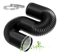 100mm Air Ducting with 2 Stainless Steel Clamps, 4 Inch Aluminium PVC Ventilation Vent Hose, Black Flexible Duct Pipe for Universal Tumble Dryer, Extractor Fan, Cooker Hood & Grow Tent
