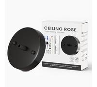 100mm Black Vintage Ceiling Rose with Metal Cord Grip Round Canopy Kit Pendant Light Fitting Single Front Side Fitting Cover Plate with Accessories for Chandeliers Hanging Lamps Wall Lights