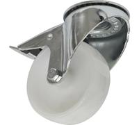 100mm Bolt Hole Swivel Castor Wheel - 36mm Tread - Polyamide - Total Lock Brakes