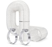 100mm Clear Hose PU Vacuum Cleaner Dust Collection Duct Flexible Air Ducting Transparent Industrial Ducting for Woodworking + Hose Clips 5 Metre