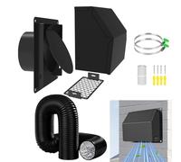 100mm Cowled Wall Vent Cover with Tumble Dryer Vent Hose, Backdraft Damper, Removable Mesh, Rain Guard, Extractor Fan Vent Cover, Air Vent Cover for Tumble Dryer, Extractor Fan, Bathroom & AC