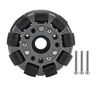 100mm Durable Nylon Rubber Omni Wheels, Double Row Omnidirectional Robot Wheels with 360° Steering for RC Car Chassis Model 14041, Compatible with Standard Pivot Shafts