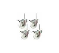100mm Heavy Duty Nylon Bolt Hole Braked Castors with Bolt Fittings (Set of 4)