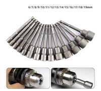 100mm Long Hexagon Nut Driver Drill Bit Socket Wrench Extension Sleeve, 6mm-19mm Magnetic Chrome Vanadium Steel Hex Socket for Drill, Screwdriver, Automotive,(13MM)