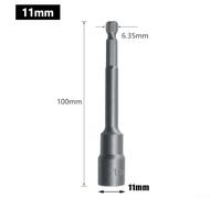 100mm Long Hexagon Socket Wrench Extension Sleeve 6mm-19mm Chrome Vanadium Steel Magnetic Nut Driver Drill Bit for Pneumatic and Electric Screwdrivers, Car, Motorcycle, Machinery Repairs(11MM)