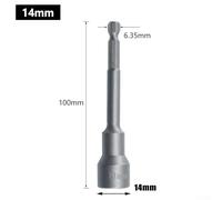 100mm Long Hexagon Socket Wrench Extension Sleeve 6mm-19mm Chrome Vanadium Steel Magnetic Nut Driver Drill Bit for Pneumatic and Electric Screwdrivers, Car, Motorcycle, Machinery Repairs(14MM)