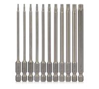 100mm Long Torx Screwdriver Bit Sets, 11 Pcs T6-T40 Star Screwdriver Magnetic Torx Security 1/4 Inch S2 Steel, Torque Impact Driver