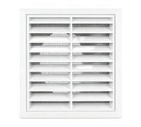 100mm Louvred Air Vent Cover with Flyscreen - White Square Plastic Wall Vent Grille for Extractor Fan, Tumble Dryer, Bathroom, Kitchen & Exterior Ventilation