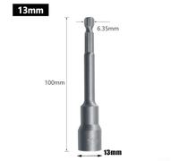 100mm Magnetic Hexagon Nut Driver Drill Bit Set Socket Chrome Nut Setter 6mm-19mm for Wrench or Hex Sleeve Long Vanadium Steel Extension Driver (13mm)
