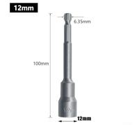 100Mm Magnetic Hexagon Nut Driver Drill Bit Socket Wrench Extension Sleeve Chrome Vanadium Steel 6Mm19Mm for Drill Screwdriver Car Motorcycle Machinery Repair Plus DIY Projects(12Mm)