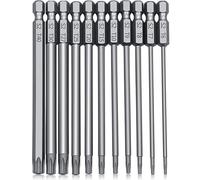 100mm Magnetic Torx Screwdriver Bits Set, 11pcs Steel Security T6-T40 Impact Driver Bit for Multi-Purpose Use