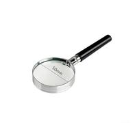 100mm Magnifying Glass with Metal Frame Optical Glass Lens Handheld Magnifier for Reading Markets Outdoor Events Offices Black(50MM)