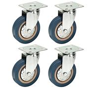 100mm Non Marking Grey Rubber Castors - Top Plate Fixing - Heavy Duty Casters Wheels by Bulldog Castors - Max 300Kg Per Set