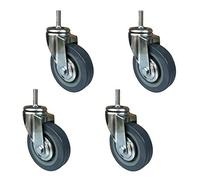 100mm PU Swivel Caster Wheels - 4-Pack Industrial Trolley Wheels with 30mm Threaded Stem 270kg Load Capaci M12 Brake Universal Fit M10 Size