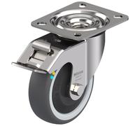 100mm stainless steel swivel/brake castor with grey electrically conductive ther