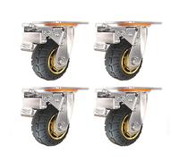 100mm Swivel Caster Wheels - 4-Pack, 400kg Load Capaci, Quiet Rubber Industrial Casters with Optimal Brakes & Mounting Plates for Trolleys, Carts & Heavy Transport