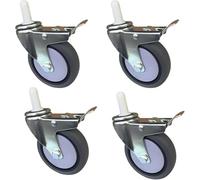 100mm Swivel Caster Wheels 4Pack 4Inch HeavyDuty Rubber Casters 280kg Load Capacity M11 Stem Perfect for Kitchen Hotel Carts Workbenches (11x35mm Brake)