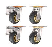 100mm Swivel Casters Set of 4, 400kg Capaci, Silent Rubber Wheels with Optimal Brake, Industrial Plate Casters for Transport Carts and