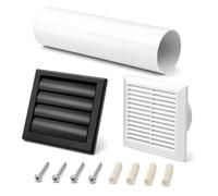 100mm Through-Wall Ventilation Kit with 500mm Duct and Backdraft Grille | For Bathrooms, Kitchens, Toilets and Utility Rooms, Insect Screen, Black Exterior Gravity Louvres, Reverse Airflow Reduction