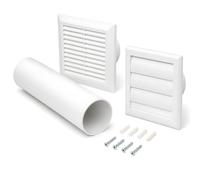 100mm Through-Wall Ventilation Kit with 500mm Duct and Backdraft Grille | For Bathrooms, Kitchens, Toilets and Utility Rooms, Indoor Insect Screen, Exterior Gravity Louvres, Direct Wall Extraction