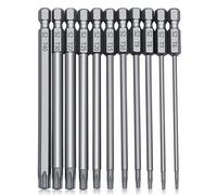 100mm Torx Screwdriver Bit Set - 11pcs Star Magnetic Security Star Bits T6-T40, 1/4 Inch Hex Shank S2 Steel Torx Bits for Impact Drivers, Power Tools, Auto Repair, Electronics, and Furniture