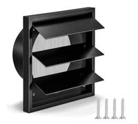 100mm Vent Cover with Flyscreen & Flaps, Gravity, UV Plastic, Black | Extractor Fan Vent Cover with Screws, Fits 4 Inch Duct, for Tumble Dryer, Bathroom, Kitchen, Garage & Exterior Walls