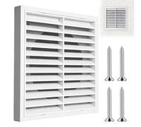 100mm White Louvred Wall Vent Grille Air Vent Cover, 140mm×140mm Louvred Wall with Flyscreen for Tumble Dryer Extractor Fan Garage, Bathroom Kitchen Exterior Walls Attic