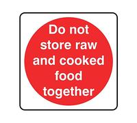 100mmx100mm Do Not Store Raw and Cooked Food Together Catering Sign Rigid Plastic