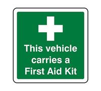 100mmx100mm This Vehicle Carries A First Aid Kit Sign Sticker Self Adhesive