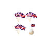 100P King Coronation Union Jack Flag Cocktail Sticks,Mini British Flags Toothpicks Sandwich Food Picks CupCake Toppers for King Charles III Coronation